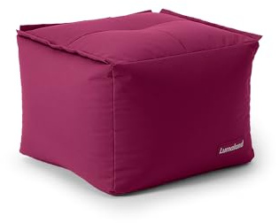 Lumaland Sitzsack-Lounge Modular Pouf | Individuell erweiterbarer & Leichter Hocker | Waschbare & Wasserfeste Sitzmöbel für Innenräume & Garten | Indoor & Outdoor | 54x54x54 cm [Rotwein]