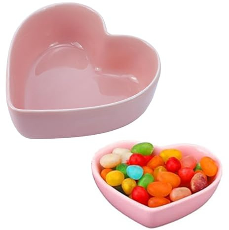 RUITASA Heart-shaped Bowls, Valentine's Day Ceramic Bowls, Heart Shaped Ceramic Dishes for Salad Soup Snack Dessert Best Kitchen Household Cooking Gifts(Pink)