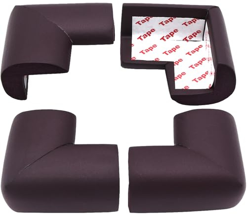 ZXUEZHENG Soft Foam Baby Proofing Corner Guards, 4 Pack, L-Shape, Brown