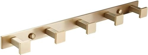 Türhänger, Wandhaken, Kleiderhaken mit 5 quadratischen Haken, an der Wand montierter Bademantelhaken, Messing-Handtuchhaken, robuste Garderobe for Aufhängen von Mänteln, Schraubmontage, 37 cm, helles