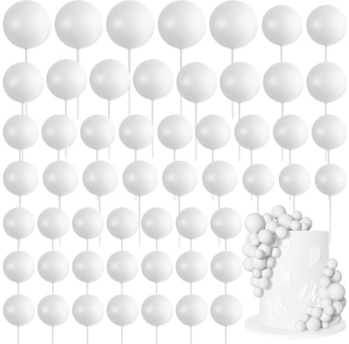 Bouiexye Confezione da 75 Decorazioni per Torte Cake Topper Palline Decorative Decorazione Torta per Festa di Compleanno Baby Shower Decorazione Torta Matrimonio (Bianco)