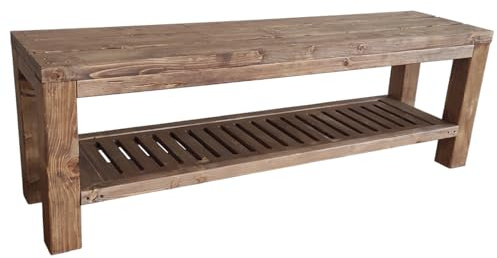 TOTAL WOOD 2012 Banc en Bois de Sapin, modèle Classico + étagère, Banc pour intérieur et extérieur, différentes Tailles