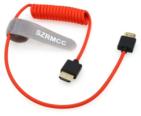 SZRMCC 8k 2.1 HDMI auf HDMI Ultra High Speed Spiralkabel Geflochtenes Kabel für Z Cam E2 S-ony FX6 FX9 Canon EOS C70 C300 Portkeys BM5 Atomos Ninjav V Shogun Monitor