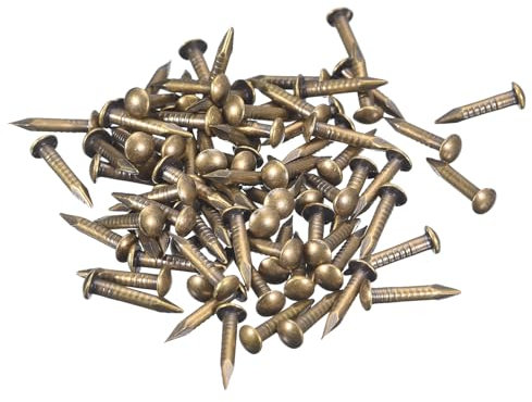 QUARKZMAN 80 Stück Messingnägel 1,5mmx10mm(DxL) Winzige Messing Nägel Hardware Nägel Kleine Nägel für Holz DIY Dekorative Boxen Haushaltszubehör, Bronze Ton