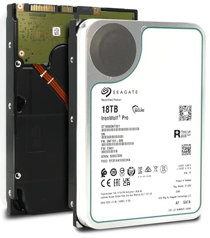 Seagate IronWolf Pro 18TB ST18000NT001 Interne NAS Festplatte 3.5 Zoll HDD, Serial ATA III, 7200RPM, 256MB Cache (Renewed)