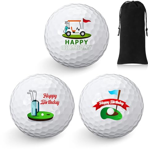 Threan Golfbälle mit Aufschrift Happy Birthday, lustiges Golfball-Geschenk, Standardgröße, 3 Stück