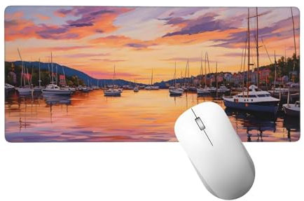 Sonnenuntergang Mauspad XXL 800 x 400 mm, Gaming Mauspad Pier Mausepad mit Genähten Kanten, Rutschfeste Gummibasis Schreibtischunterlage, Mouse Pad Verbessert Präzision und Geschwindigkeit H-469