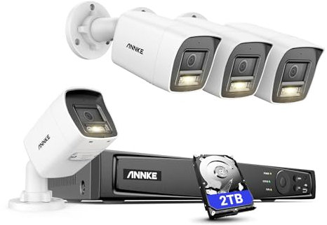 ANNKE 12MP PoE CCTV Camera System, 8CH Security System with 2TB HDD NVR, 4X 12MP IP Camera Outdoor with Human & Vehicle Motion Detection, IK10 & IP67, Remote Access