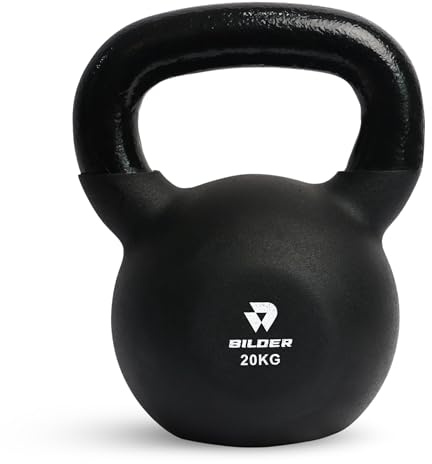 BILDER -Kettlebell 20 kg mit ergonomischem und rutschfestem Griff, Gewichte aus Gusseisen mit Neopren-Beschichtung, ideal für Übungen und Krafttraining, Cardio- und funktionale Fitnessgeräte