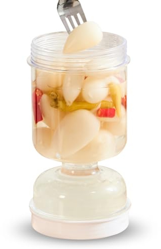 Tarro de reloj de arena de pepinillos y aceitunas con tapa de colador para separar jugo de encurtidos de alimentos húmedos y secos, recipiente de almacenamiento de encurtidos, aceitunas, pepinillos