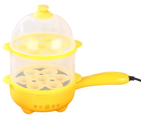 BEALIFE Vaporera de huevos inteligente, segura y confiable, para dormitorios, de ABS de temperatura, pequeña y multifuncional, amarillo doble la
