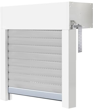 Schellenberg 39053 Roller Shutter Set for Windows, Mini Roller Shutter System, PVC, 100 x 75 cm, White/Grey, Can be Shortened in Height, Width, Includes EPS Insulation and Accessories for