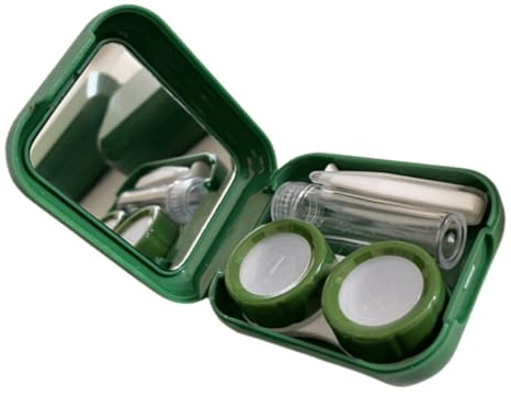Yardenfun Colored Case with Mirror Compact and Lightweight Organizer for Colored Contacts and Easy to Open Cosmetic Lens Holder for Travel and Daily Use