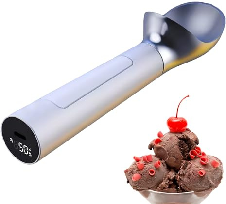 Heated Ice Cream Scoop with 50°C Active Heating - Thermostatic Scooper with Temperature & Power Display, 8H Standby, IP67 Waterproof for Hard Butter