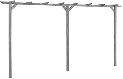 Runheo Pergola de Jardin en Bois Gris 400x40x205 cm Support pour Plantes Rosier Vigne tuteur idéale pour terrasse extérieur et décoration d'entrée Durable résistante à la pourriture