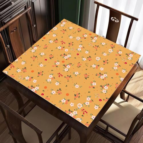 Hiseng Tapis de Mahjong Antidérapant Cactus 3D (Orange,90x90cm)