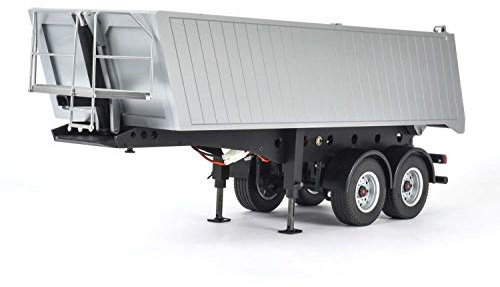 CARSON 500907312 - 1:14 2-Achs Muldenkipper Sattelauflieger, RC-Truck, Ersatzteile, Tuningteile, Zubehör, Modellbau, Maßstab 1:14, Silber