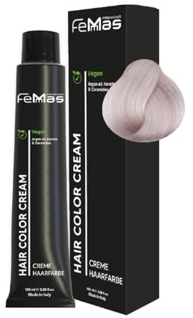 FemMas Tinte para el cabello rubio claro lavanda 9.21 I crema tinte para el cabello con aceite de argán, queratina y ceramidas I Como coloración permanente del cabello o tinte para obtener resultados