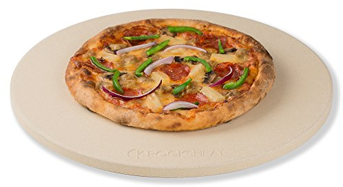 ROCKSHEAT Pierre à pizza ronde en cordiérite de 36 x 1,5 cm, 36,1 cm, pierre à pizza de qualité alimentaire pour pizza et pain, accessoires de pizza d'extérieur pour griller