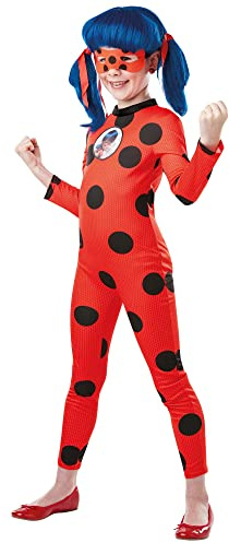 Rubies Miraculous Offizielles Kostüm für Kinder, Ladybug Miraculous + Plüschtier Tikki, Kostüm in Größe S, 3-4 Jahre