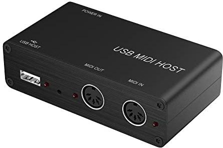 DigitalLife Standalone MIDI Host Box mit Kontrollleuchte, 1 Eingang/1 Ausgang, 5-Polige DIN-MIDI-Schnittstelle zum Anschluss von USB-MIDI-Keyboards und Controllern (Schwarz, Metall, UMH-10)