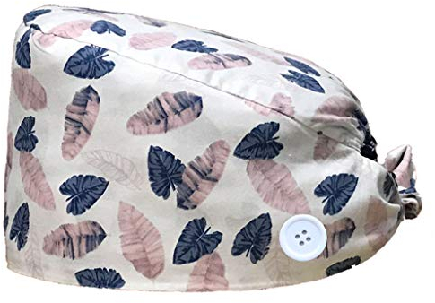 crazy bean 100% Baumwolle Verstellbare Arbeitsmütze mit Knöpfen Bedruckte Turbanmütze mit Schweißband Küchenmütze für Damen und Herren