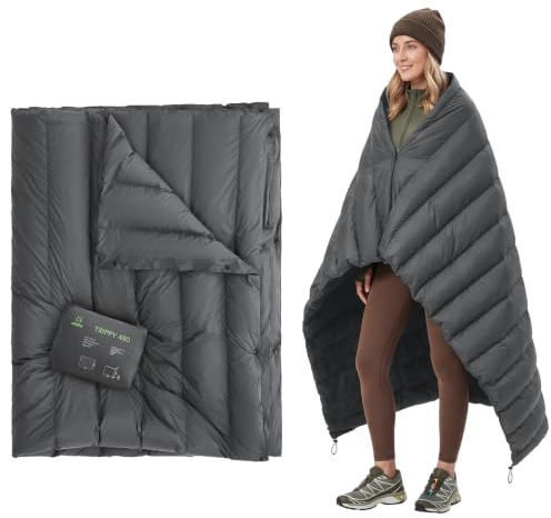 ATEPA Daunen Reisedecke, Campingdecke mit Daunenfüllung, Ultraleicht | Warme outdoor-decke, Wasserabweisend, Kompakt verstaubar, Ideal für camping, Reisen, Flugzeug und zuhause