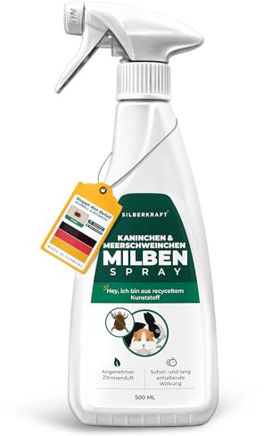 Silberkraft Milbenspray Meerschweinchen [500 ml] für effektive Milbenabwehr | Meerschweinchen & Nager - Repellent mit Geraniol - Spray für Fell & Käfig - Sofort- & Langzeiteffekt