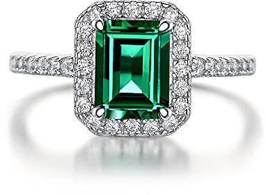 Michooyel S925 1,8 ct Lab-grown Smaragd Ring Halo Diamant Bands Verlobungsring Ehering Sterling Silber Zirkonia Feiner Schmuck für Frauen