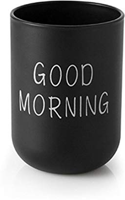 WEQTS Good Morning Toothbrush Holder, Home Travel Bathroom Toothbrush Cup Toothpaste Holder, Portable Toilet Cup, Toothbrush Storage, For Bathroom(Black), free size