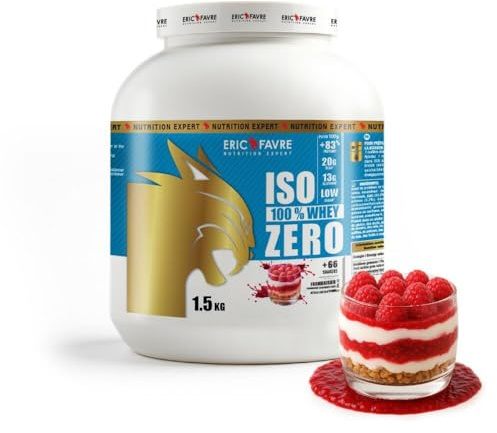ISO WHEY ZERO 100% Pure Protéine - Pure Whey Protéine Isolate Savoureuse Pour Prise de Masse Musculaire - Assimilable Rapidement - 1,5kg - Saveur Framboisier - Eric Favre
