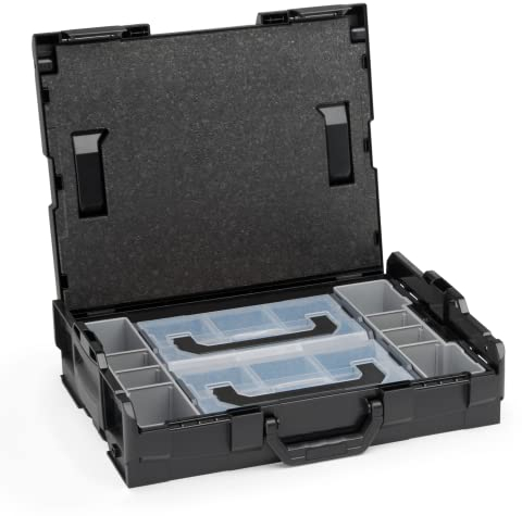 L-BOXX Sortimo L-Boxx 102 Werkzeugkoffer-Set • Blackline Schwarz mit Verschlüsse Anthrazit • bestückt mit L BOXX 102 Einlage Ordnungssystem 2x L-BOXX Mini und Deckelpolster