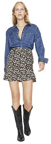 Trendyol Falda - Negro - Mini, Multicolor, 34