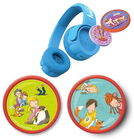 Kekz Starterset: Kekzhörer blau inkl. Cookie Crew Hörspiel & Wunderkekz, Amazon exklusiv mit 2x Audiochip „Die Schule der magischen Tiere“, Kopfhörer für Kinder, Reisekopfhörer für unterwegs & zuhause