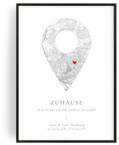 Artower Zuhause Pin - Einzugsgeschenk Wohnung Haus | Einweihungsgeschenk Koordinaten Bild Zuhause | Geschenk Idee für Einweihung Einzug Valentinstag Hausbau Hochzeit Richtfest Jahrestag Umzug