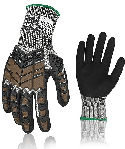 Graloky Gants de travail de sécurité, gants de frappe pour homme et femme, résistants aux coupures, antidérapants, avec poignée en nitrile, gants pour écran tactile avec protection contre les chocs