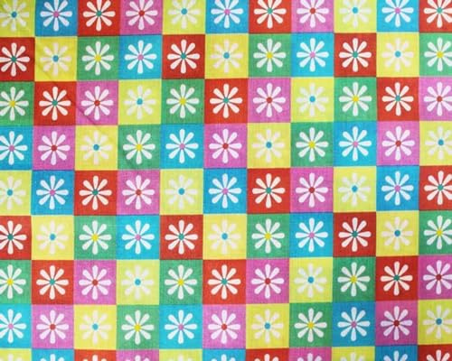 Little Johnny 100% Cotton Checkered Daisy Floral Cotton Fabric Multicolor 150cm Extra Wide Craft Fabric Material for Dressmaking, Quilting, Sewing (Multi)