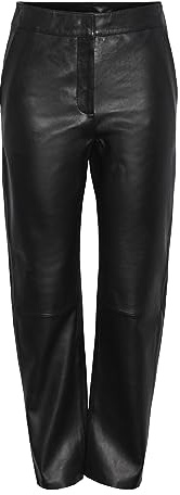 YAS Line Hmw Pantalon en Cuir Noos, Noir, M Femme