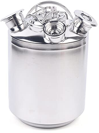 FortyFor 10L Reinigungsbehälter mit Deckel, Edelstahl 3-Kopf Zapfanlage Reinigungsgerät Bierreinigungsfass Bier Reinigungsbehälter für Bierzapfanlage