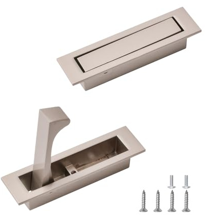 UFURMATE Flush Mount Door Pull, 2PCS Zinc Alloy Pocket Door Handle Nickel Flush Mount Pocket Door Hardware Pocket Door Edge Pull for Closet Pocket (80 * 22mm)