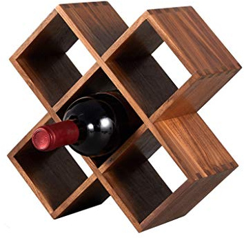 Estante de madera maciza de nogal para vino, estilo japonés, pequeño soporte creativo para botellas de vino, adornos colocados en diagonal