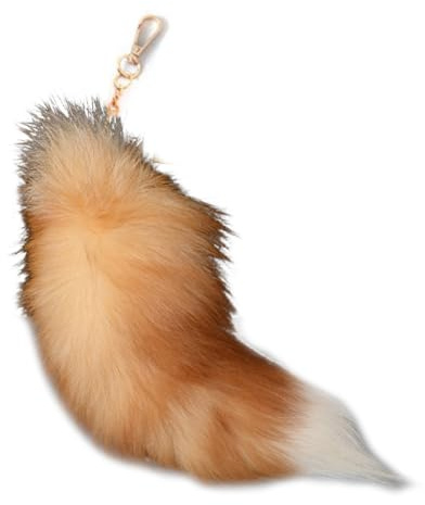 FOLODA Plush Fox Tail Keychain, Animal Tail Keyring 40cm Key-Pendant Handbag Accessories Key Chain Ring Hook Tassels (D Xuanhu Drift)