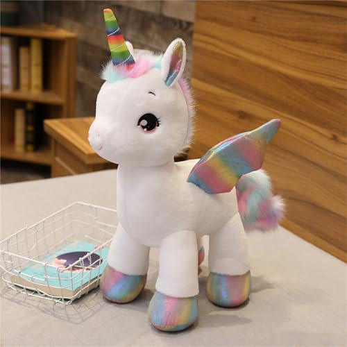 Herfair Einhorn Kuscheltier, Plüsch Einhorn Plüschtier Einhorn Tier Stofftier Plüsch Kuschelig Plüschkissen Puppe Spielzeug für Kinder Geschenk Mädchen Baby (Weiß,60cm)