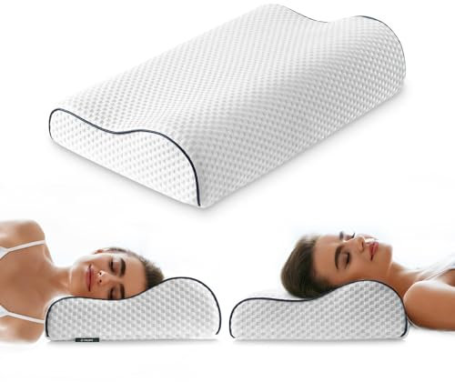 Z-hom Memory Foam Pillow, 30x 49 x 7/10 cm Height Adjustable, Orthopaedic Neck Support Pillow, Ergonomic Neck Pillow, Soft Supportive Washable, Suitable for Back and Side Sleepers