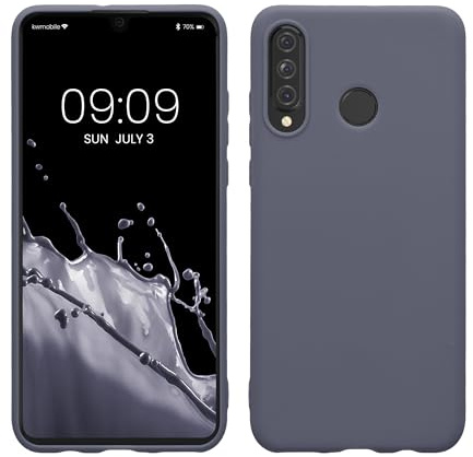 kwmobile Hülle für Huawei P30 Lite TPU Case - Handyhülle unterstützt kabelloses Laden, Flexible Schutzhülle, gummiertes Cover in Blaugrau