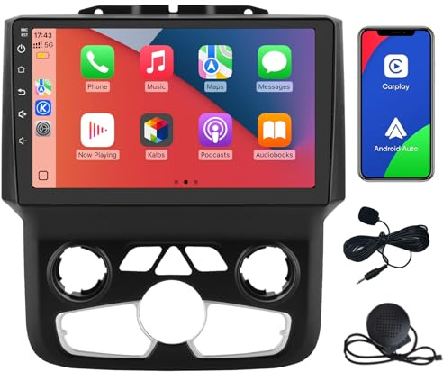 Autoradio stereo per Dodge Ram 2013-2019 1500 2500 3500 integrato Carplay/Android Auto 9 unità principale 2G RAM 32G ROM con DSP BT GPS FM WiFi automatico AC