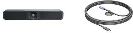 Logitech MeetUp 2 Caméra USB Tout-en-Un pour Salle de conférence, Barre vidéo compacte avec fonctionnalités d’IA intégrées, Câble USB Actif | Connexion BYOD à câble Unique avec MeetUp 2, TV Mount XL