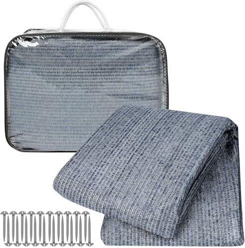 PEILU Zeltböden 200 x 200cm Vorzeltteppiche Faltbare Campingteppich 240g/m² HDPE Zeltteppiche Campingmatte Outdoor mit Nageln, Löchern & Tragetasche für Camping Picknick Strand