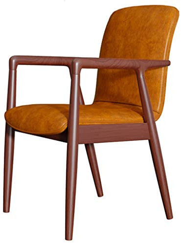 Mitten av århundradet armstol med säte i fuskläder för kök sovrum kafé retro gul