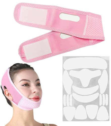1 Piece Face Cover With Mask And 16 Pieces Of Face Lifting Patches, Facial Care Products, Silicone Face Patches, Anti-Wrinkle Face Patches